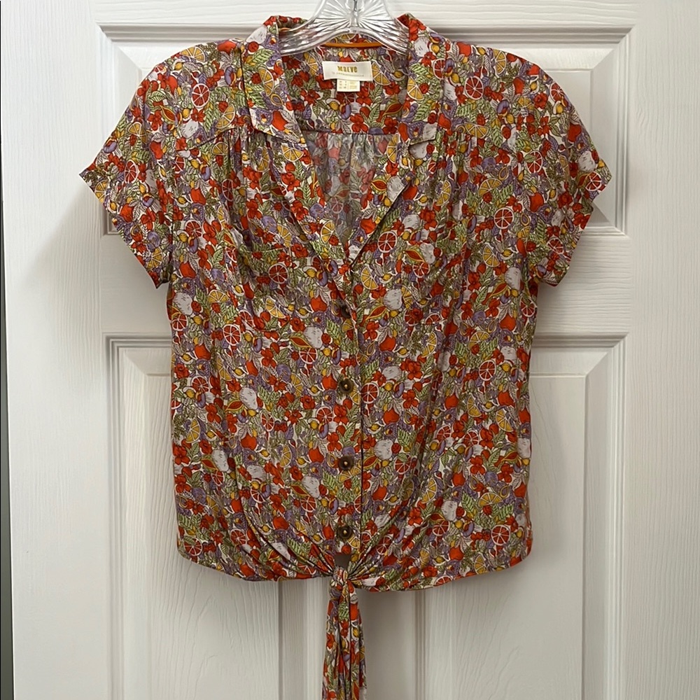 Maeve Floral Tie-Front Blouse - Multicolor